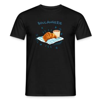 Retro-Blau-Croissant-Bäckerei - Männer T-Shirt - Schwarz - Vorne - AI Model Male 178 light (178cm)