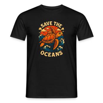 Rettet die Ozeane, Schildkröten-Illustration - Männer T-Shirt - Schwarz - Vorne - AI Model Male 178 light (178cm)