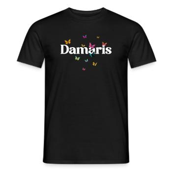 Beautiful girl's name with butterflies DAMARIS - Men's T-Shirt - black - Front - AI Model Male 178 light (178cm)