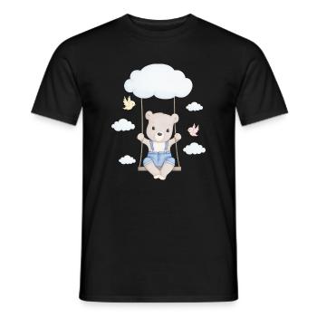 kleiner niedlicher Bär auf Schaukel - Männer T-Shirt - Schwarz - Vorne - AI Model Male 178 light (178cm)