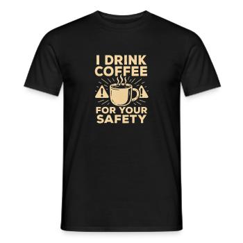 Kaffee-Sicherheits-Humor-Illustration - Männer T-Shirt - Schwarz - Vorne - AI Model Male 178 light (178cm)