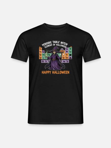 Halloween Witch and Periodic Table Design - Men's T-Shirt - black