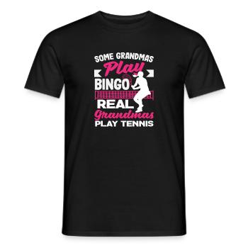 Real Grannies Play Tennis Players - Men's T-Shirt - black - Front - AI Model Male 178 light (178cm)