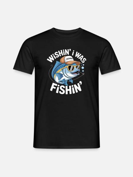 Humorvoller Fisch mit Surf-Accessoires - Männer T-Shirt - Schwarz