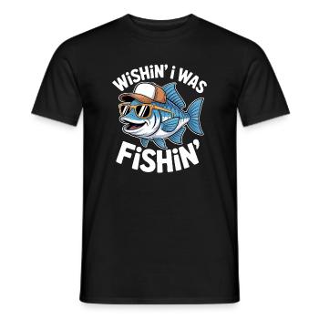Poisson humoristique avec lunettes de soleil et casquette - T-shirt homme - noir - Devant - AI Model Male 178 light (178cm)