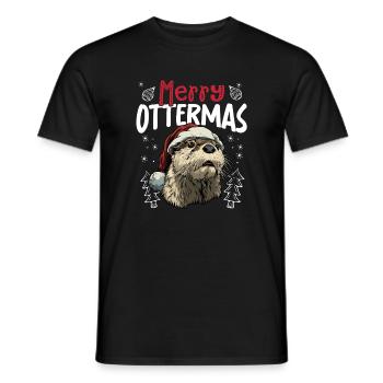 Joyeux Noël avec motif de loutre drôle - T-shirt homme - noir - Devant - AI Model Male 178 light (178cm)