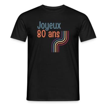 80 Year Anniversary Design Rainbow - Men's T-Shirt - black - Front - AI Model Male 178 light (178cm)