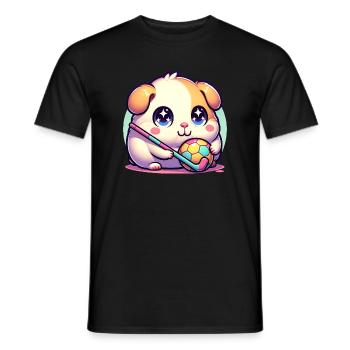 Kawaii Hamster Mit Ball Und Hockeyschläger Sport - Männer T-Shirt - Schwarz - Vorne - AI Model Male 178 light (178cm)