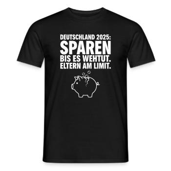 Sparen bis es wehtut - Männer T-Shirt - Schwarz - Vorne - AI Model Male 178 light (178cm)