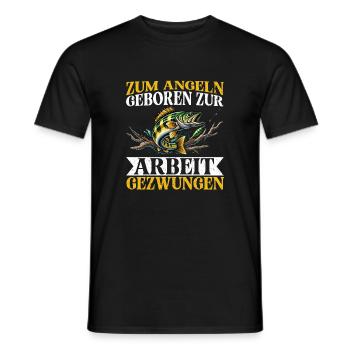 Born to Fish, Forced to Work, Angler - Men's T-Shirt - black - Front - AI Model Male 178 light (178cm)