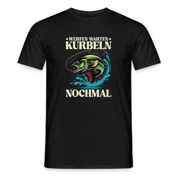 Casting, waiting, cranking, fishing anglers again - Men's T-Shirt - black - Front - AI Model Male 178 light (178cm)