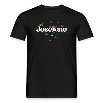 Beau prénom de fille avec des papillons JOSELYNE - T-shirt homme - noir - Devant - AI Model Male 178 light (178cm)