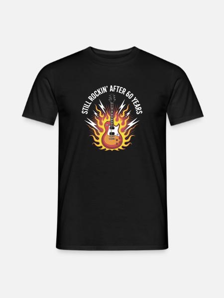Nog steeds rockin' na 60 jaar elektrische gitaar Flames - Heren T-shirt - zwart