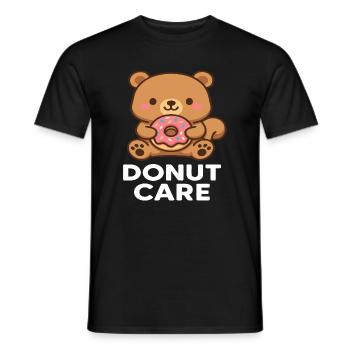 Ours en peluche avec accessoire donut - T-shirt homme - noir - Devant - AI Model Male 178 light (178cm)