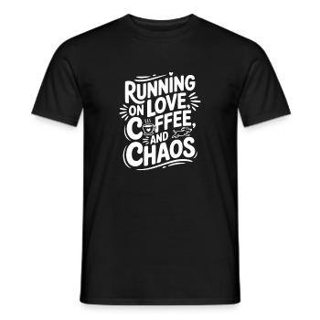 Running on Love Coffee and Chaos - Men's T-Shirt - black - Front - AI Model Male 178 light (178cm)