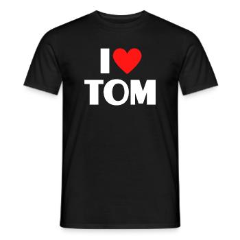 I love Tom Red Heart Romantic Name Fan - Men's T-Shirt - black - Front - AI Model Male 178 light (178cm)