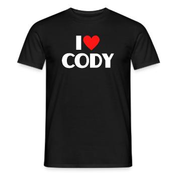 I love Cody Red Heart Romantic Name Fan - Men's T-Shirt - black - Front - AI Model Male 178 light (178cm)