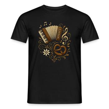 Conception d'accordéon - Tente de musique folklorique et de festival - T-shirt homme - noir - Devant - AI Model Male 178 light (178cm)