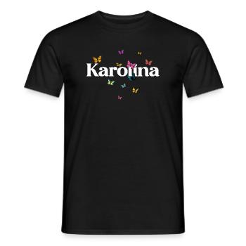Beau prénom de fille avec des papillons KAROLINA - T-shirt homme - noir - Devant - AI Model Male 178 light (178cm)