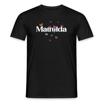 Beau prénom de fille avec des papillons MATHILDA - T-shirt homme - noir - Devant - AI Model Male 178 light (178cm)