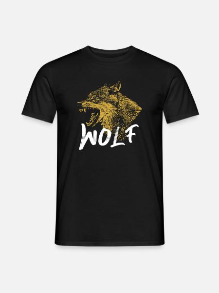 Golden Wolf Illustration Design - Men's T-Shirt - black