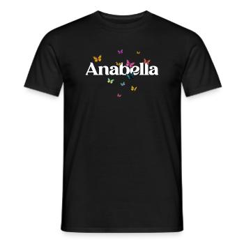 Beautiful girl's name with butterflies ANABELLA - Men's T-Shirt - black - Front - AI Model Male 178 light (178cm)