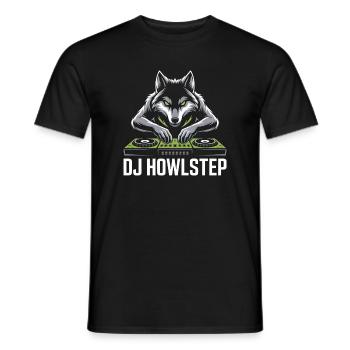 DJ HOWLSTEP Wolf Mixer Club Rave - Men's T-Shirt - black - Front - AI Model Male 178 light (178cm)