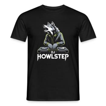 DJ Howlstep Wolf at the mixing desk Rave Vibes - Men's T-Shirt - black - Front - AI Model Male 178 light (178cm)