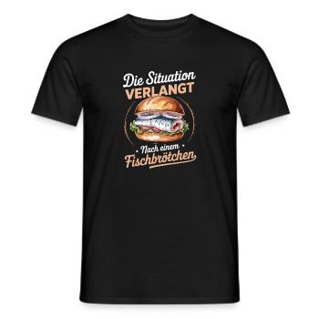 La situation appelle un sandwich au poisson - T-shirt homme - noir - Devant - AI Model Male 178 light (178cm)