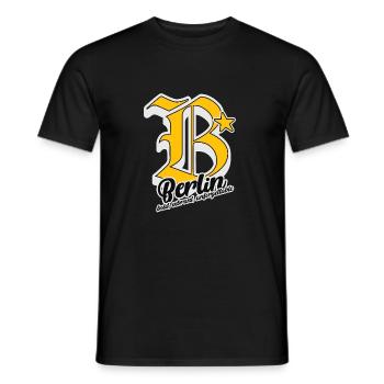 BERLIN City Letter Design – Bold, Vibrant, Unforge - Men's T-Shirt - black - Front - AI Model Male 178 light (178cm)
