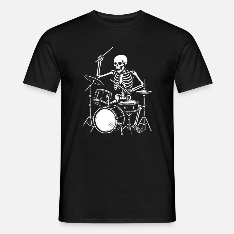 Skeleton Playing the Drums Artwork - Men’s T-shirt - black