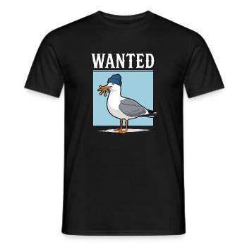 Illustration d'une mouette avec des frites et un bonnet - T-shirt homme - noir - Devant - AI Model Male 178 light (178cm)