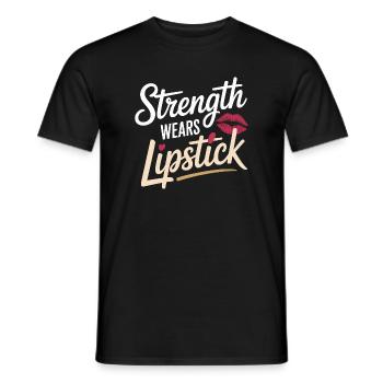 Strength Wears Lipstick Women Empowering Women's - Men's T-Shirt - black - Front - AI Model Male 178 light (178cm)