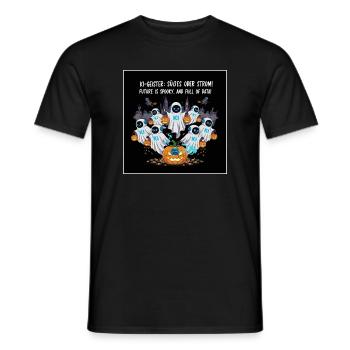AI Ghosts: Trick or Stream! - Men's T-Shirt - black - Front - AI Model Male 178 light (178cm)