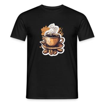 Kaffee - Männer T-Shirt - Schwarz - Vorne - AI Model Male 178 light (178cm)