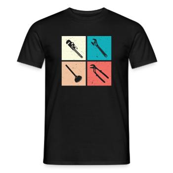 Heating Engineer Heating Construction Plumber Plumber - Men's T-Shirt - black - Front - AI Model Male 178 light (178cm)