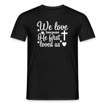 Illustration d'un message d'amour religieux - T-shirt homme - noir - Devant - AI Model Male 178 light (178cm)