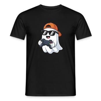Kawaii Cute Boo jouant à un jeu vidéo Halloween Gamer - T-shirt homme - noir - Devant - AI Model Male 178 light (178cm)