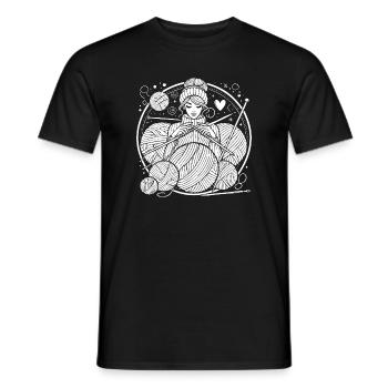 Knitting Design – Style & Cosiness - Men's T-Shirt - black - Front - AI Model Male 178 light (178cm)