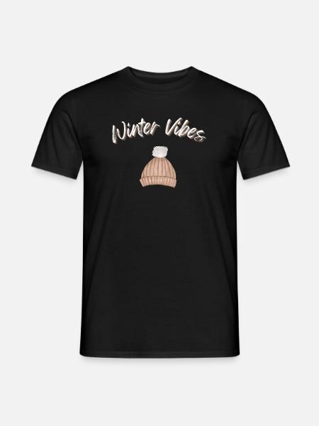 Winter Vibes Beanie Cap Winter Hat - Men's T-Shirt - black