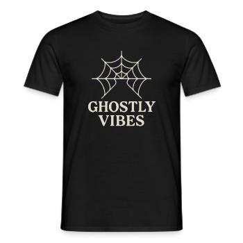 Spider web design with ghostly vibes - Men's T-Shirt - black - Front - AI Model Male 178 light (178cm)