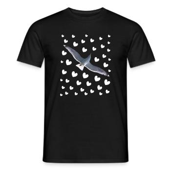 Mouette avec des coeurs Vol de mouette avec motif de cœur - T-shirt homme - noir - Devant - AI Model Male 178 light (178cm)