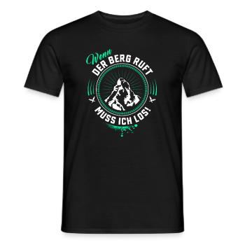Wenn der Berg ruft - Wander Bergsteiger Spruch - Männer T-Shirt - Schwarz - Vorne - AI Model Male 178 light (178cm)