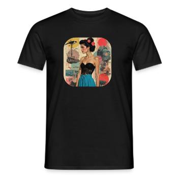 Retro Collage Vintage T Shirt - Men's T-Shirt - black - Front - AI Model Male 178 light (178cm)