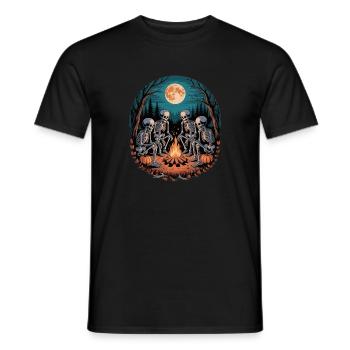 Skeleton Camper Hiker Bonfire Halloween Camping - Männer T-Shirt - Schwarz - Vorne - AI Model Male 178 light (178cm)