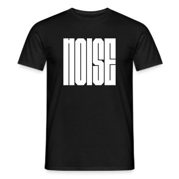 Fettgedruckte Schwarz-Weiß-Noise-Logo-Typografie - Männer T-Shirt - Schwarz - Vorne - AI Model Male 178 light (178cm)