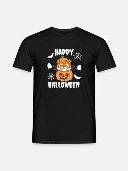 Tiger Happy Halloween Pumpkin Bat Costume - Men's T-Shirt - black