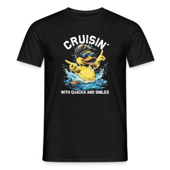 Rubber duck crew enjoys cruise - Men's T-Shirt - black - Front - AI Model Male 178 light (178cm)