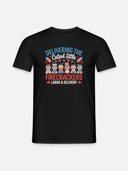 Labor & Delivery Firecrackers Independence Day - Männer T-Shirt - Schwarz