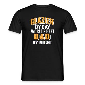 Glazier by Day Best Dad by Night Funny Pride Quote - Men's T-Shirt - black - Front - AI Model Male 178 light (178cm)